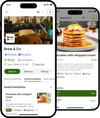 Cyfrowe menu QR iTasty na ekranie smartfona